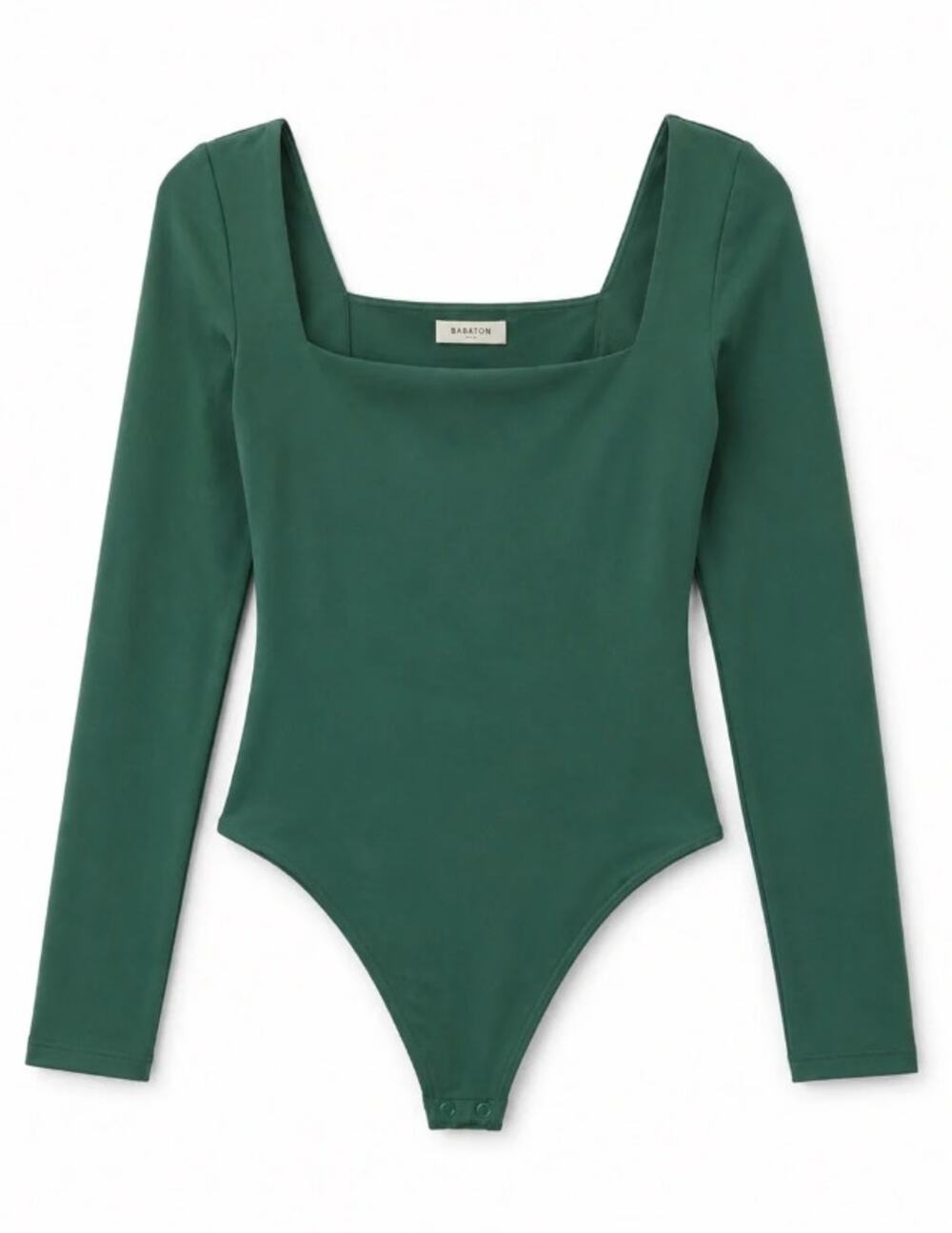 Babaton Contour Squareneck Longsleeve Bodysuit Green Thong Cut Women's S